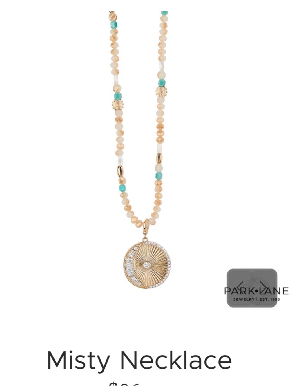 Park Lane Misty Necklace in Beige, Turquoise and Gold